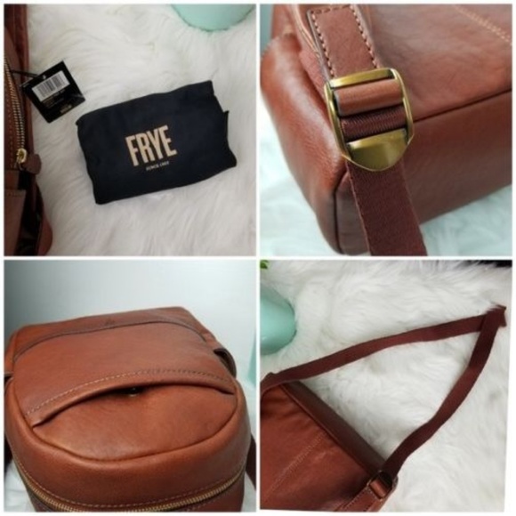 Frye Front Slit Cognac Brown Backpack Leather Bag - Picture 6 of 8